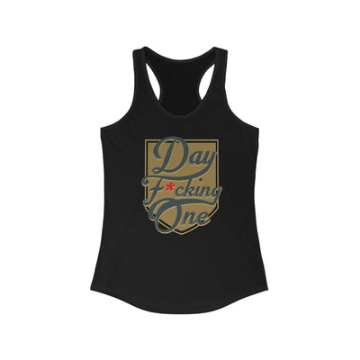 Tank Top "Day F*cking One" Vegas Golden Knights Fan Gold Design Women's Ideal Racerback Tank (Front Design Only)