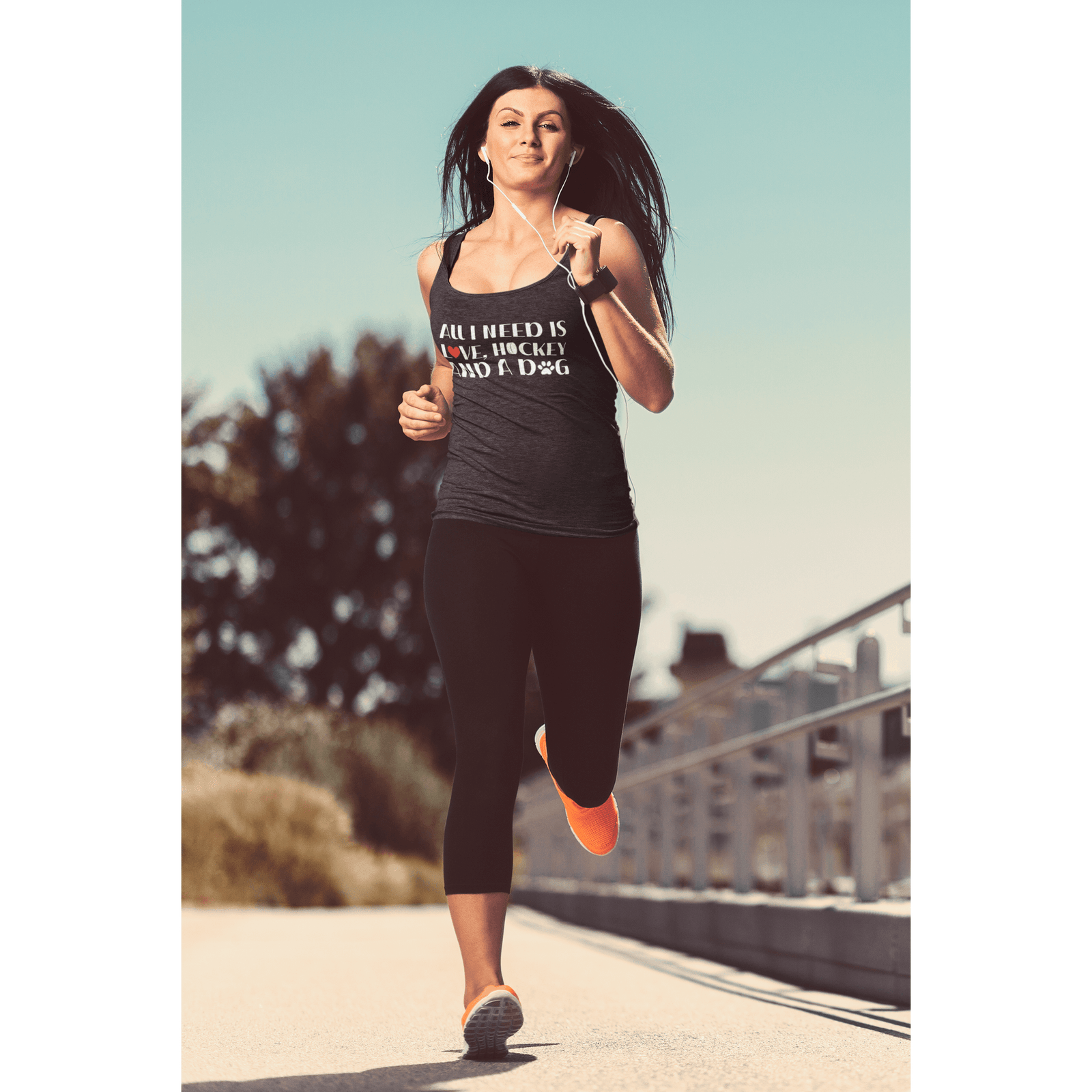 Tank Top "All I Need Is Love, Hockey And A Dog" Women's Tri-Blend Racerback Tank