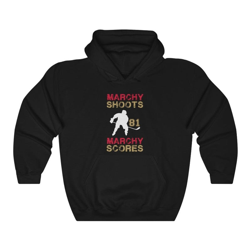 Hoodie Marchy Shoots, Marchy Scores Unisex Hooded Sweatshirt