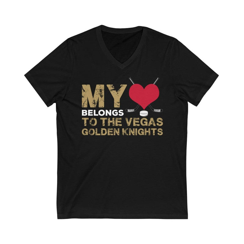 V-neck "My Heart Belongs To The Vegas Golden Knights" Unisex Jersey V-Neck Tee