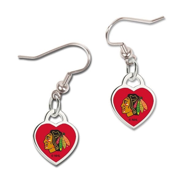 Chicago Blackhawks 3D Heart Dangle Earrings