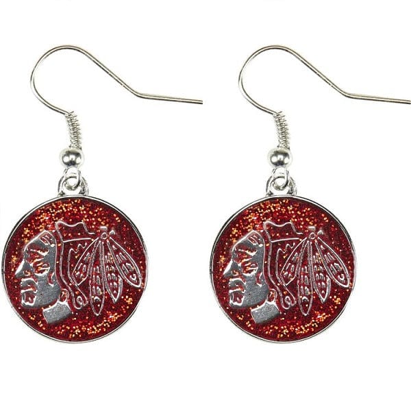 Chicago Blackhawks Glitter Dangler Earrings