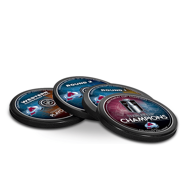 Colorado Avalanche 2022 Stanley Cup Champions Hockey Puck Drink Coasters