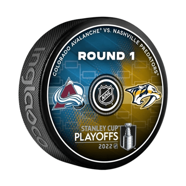 Colorado Avalanche vs. Nashville Predators 2022 Stanley Cup Playoffs Round 1 Hockey Puck