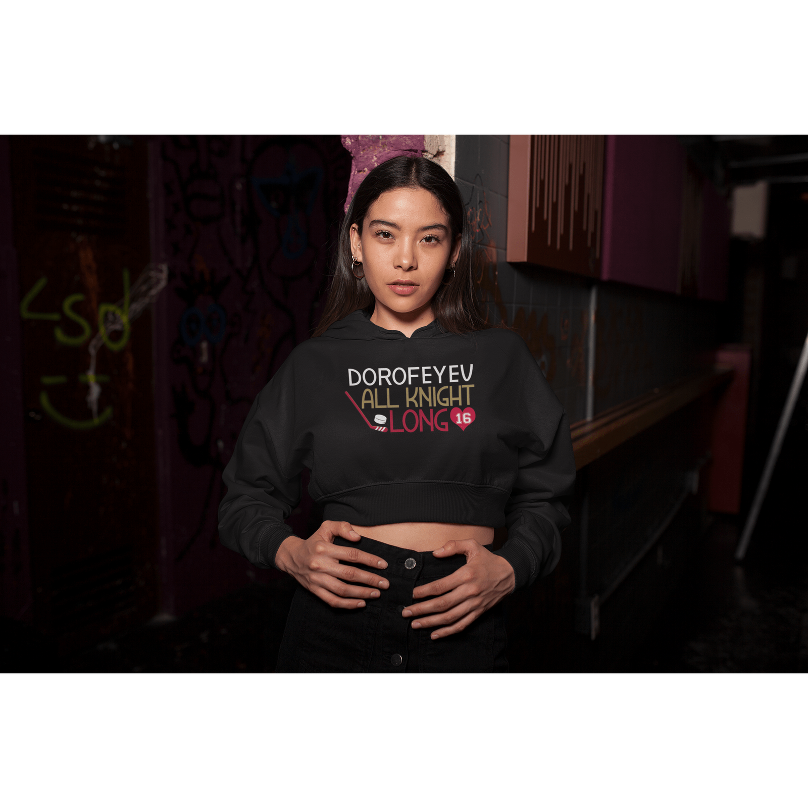 Hoodie Dorofeyev All Knight Long Women's Cropped Hooded Sweatshirt