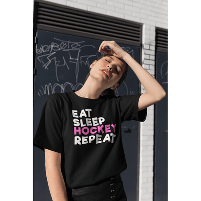 T-Shirt "Eat Sleep Hockey Repeat" Unisex Jersey Tee