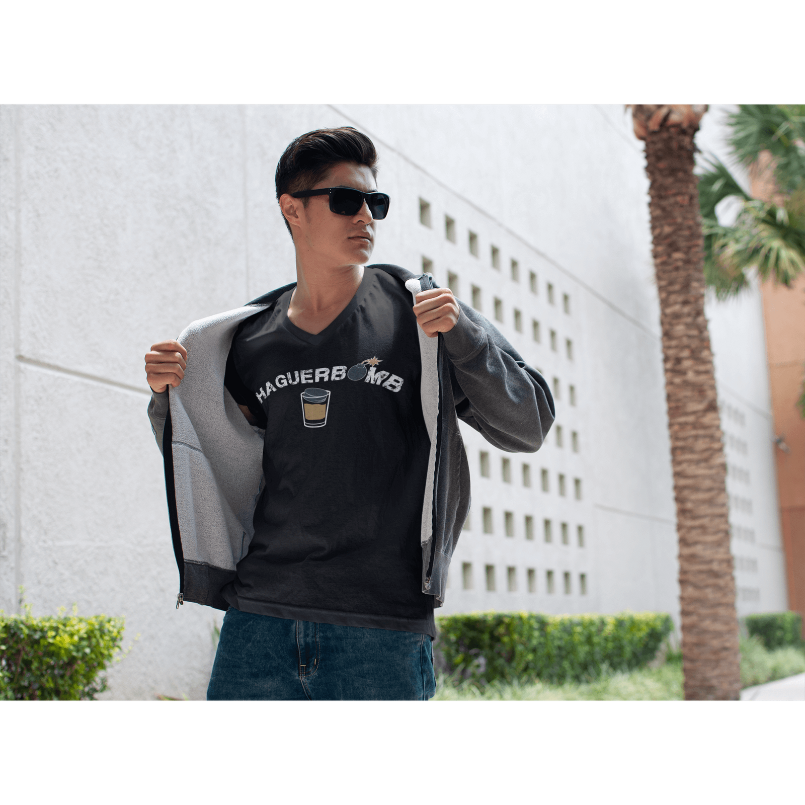 V-neck "Haguerbomb" Unisex Jersey V-Neck Tee