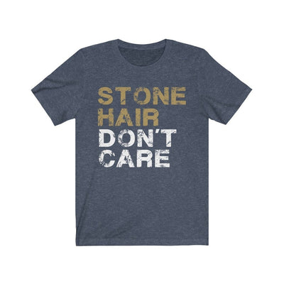 T-Shirt Heather Navy / S Stone Hair Don't Care Unisex Jersey Tee