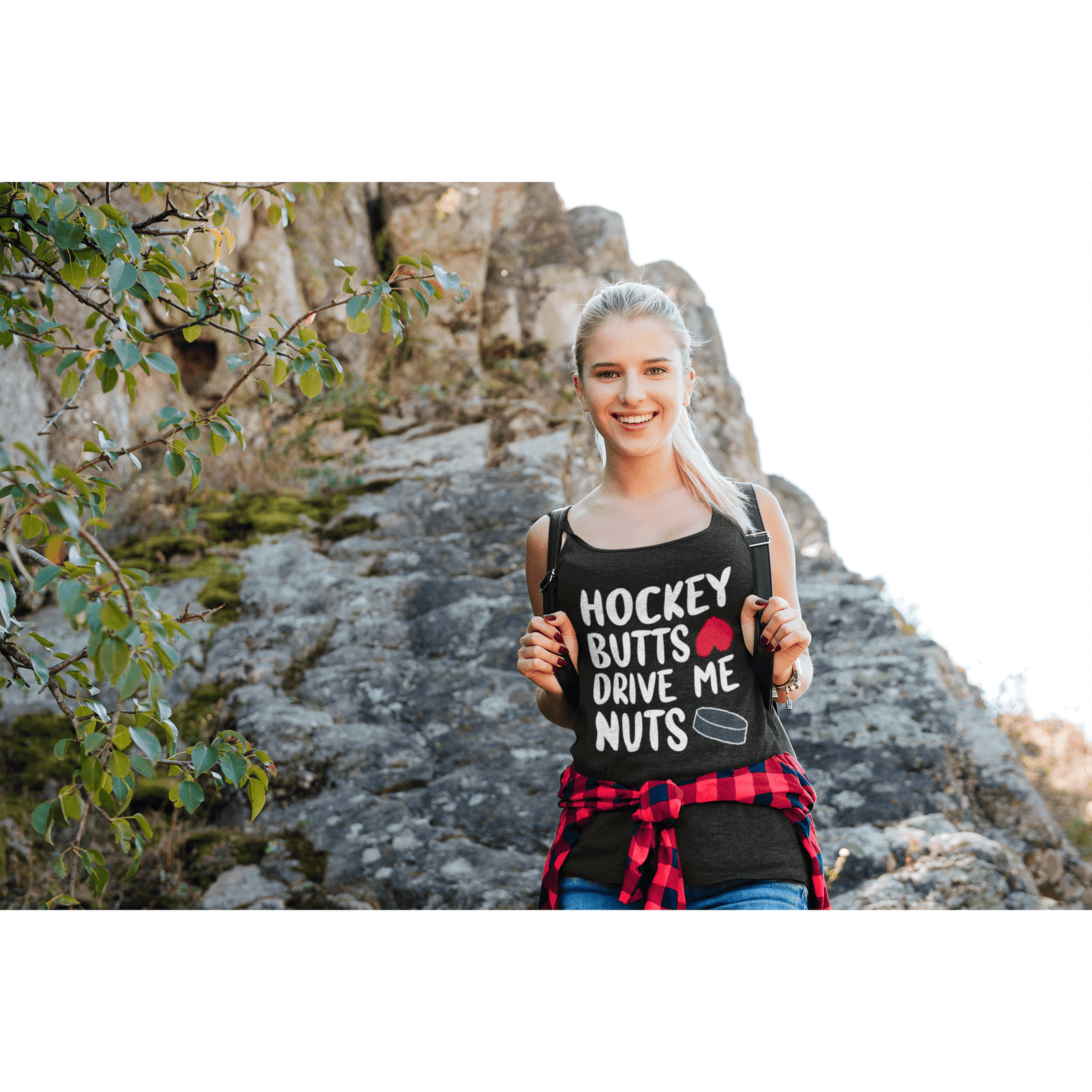 Tank Top "Hockey Butts Drive Me Nuts" Women's Tri-Blend Racerback Tank