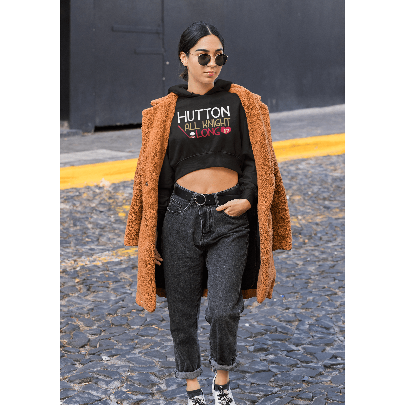 Hoodie Hutton All Knight Long Women's Cropped Hooded Sweatshirt