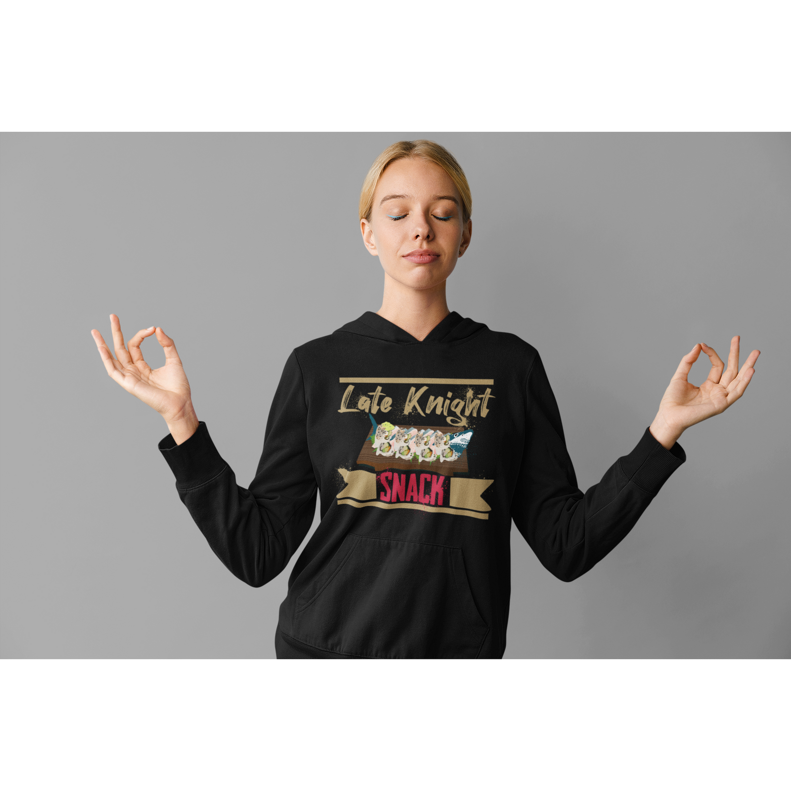 Hoodie "Late Knight Snack" Sushi Design Unisex Hooded Sweatshirt