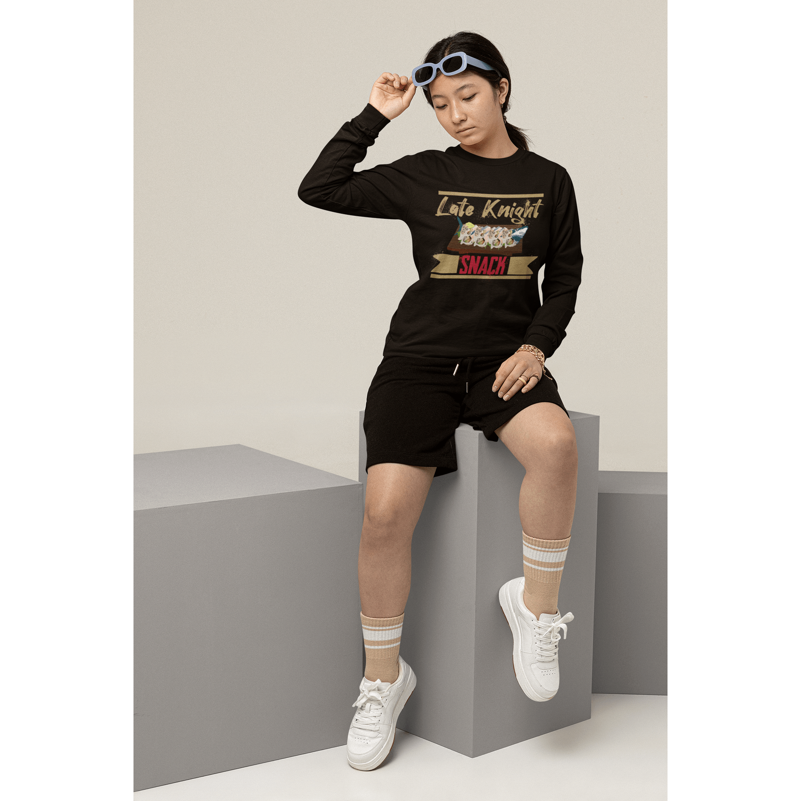 Long-sleeve "Late Knight Snack" Sushi Design Unisex Jersey Long Sleeve Shirt