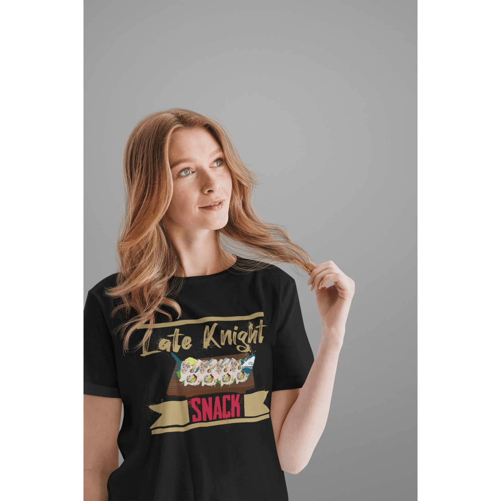 T-Shirt "Late Knight Snack" Sushi Design Unisex Jersey Tee