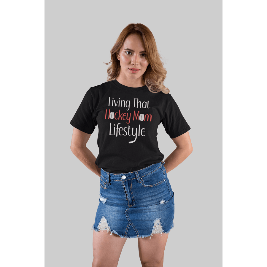 T-Shirt "Living That Hockey Mom Lifestyle" Unisex Jersey Tee