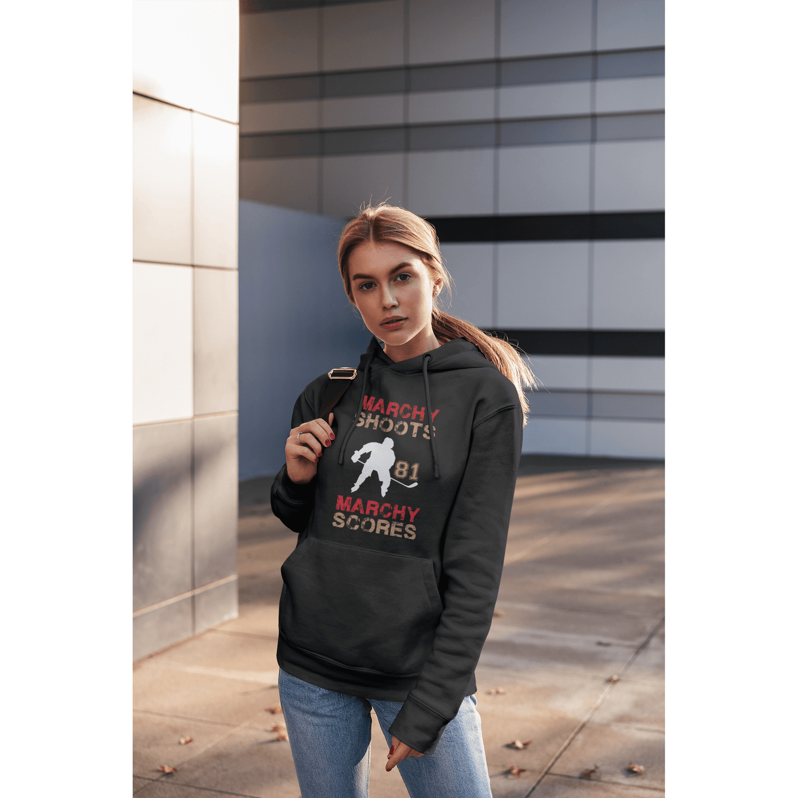 Hoodie Marchy Shoots, Marchy Scores Unisex Hooded Sweatshirt