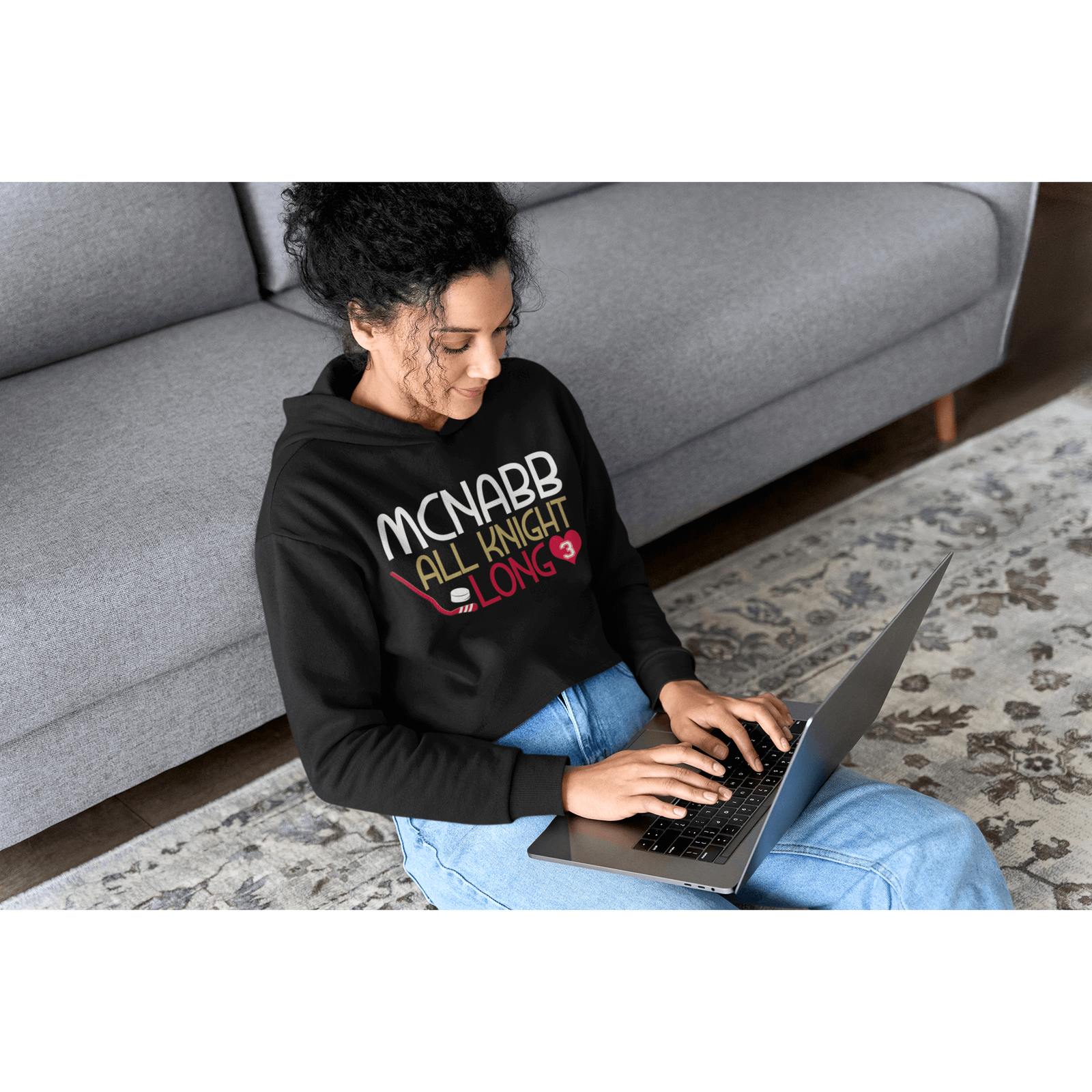 Hoodie McNabb All Knight Long Women's Cropped Hooded Sweatshirt