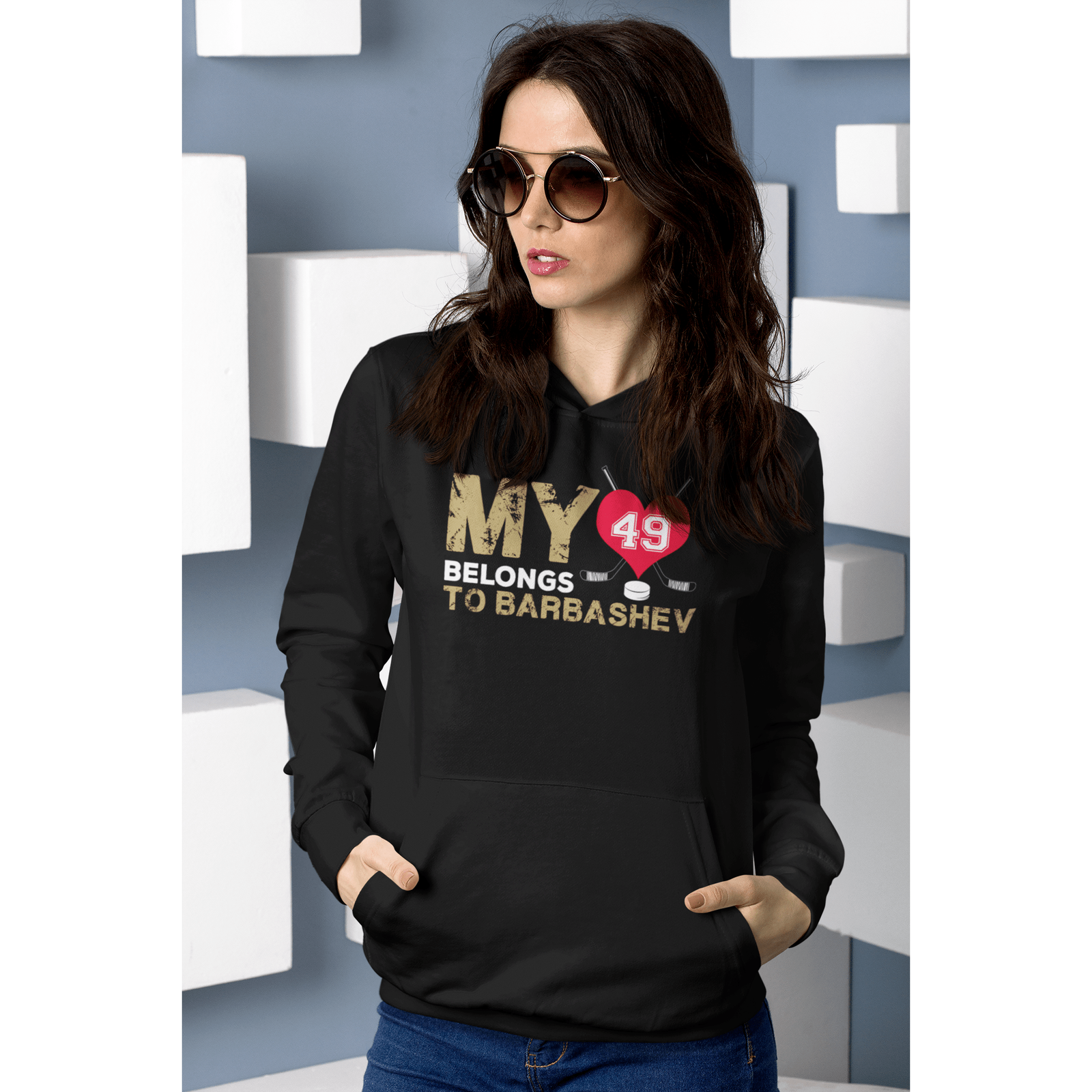 Hoodie My Heart Belongs To Barbashev Vegas Kraken Hockey Unisex Hooded Sweatshirt