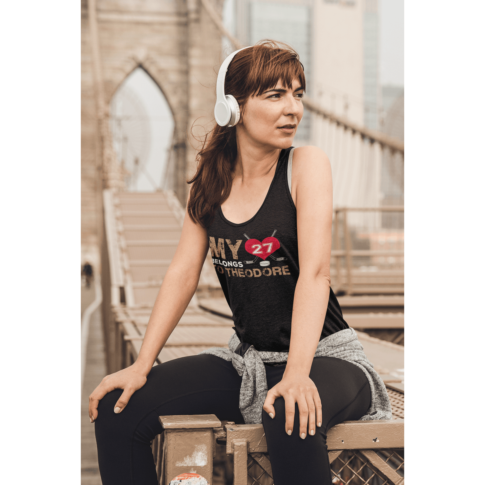 Tank Top My Heart Belongs To Theodore Women's Tri-Blend Racerback Tank