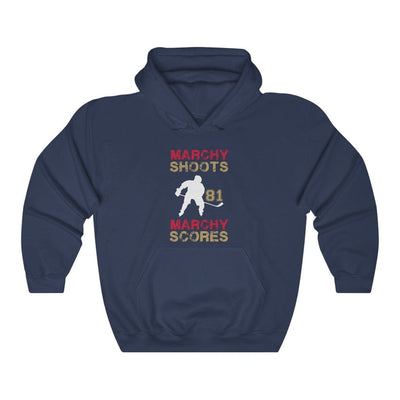 Hoodie Navy / S Marchy Shoots, Marchy Scores Unisex Hooded Sweatshirt