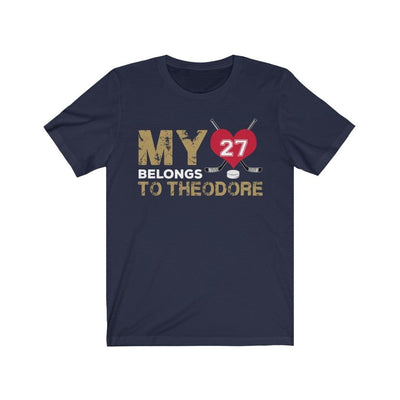T-Shirt Navy / S My Heart Belongs To Theodore Unisex Jersey Tee