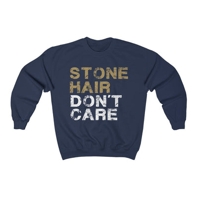 Sweatshirt Navy / S Stone Hair, Don't Care Unisex Crewneck Sweatshirt
