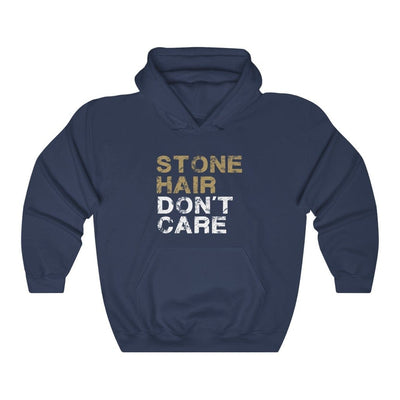 Hoodie Navy / S Stone Hair, Don't Care Unisex Hooded Sweatshirt