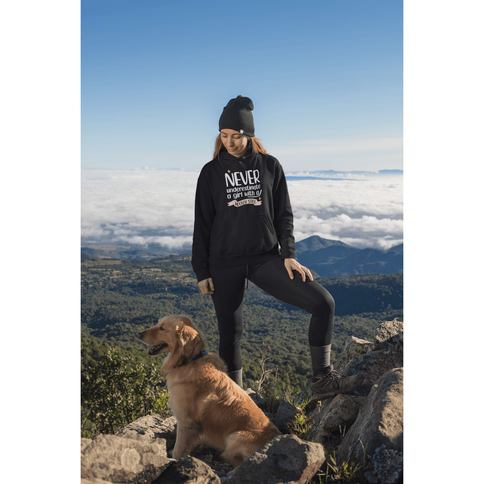 Hoodie "Never Underestimate A Girl With A Hockey Stick" Unisex Hooded Sweatshirt