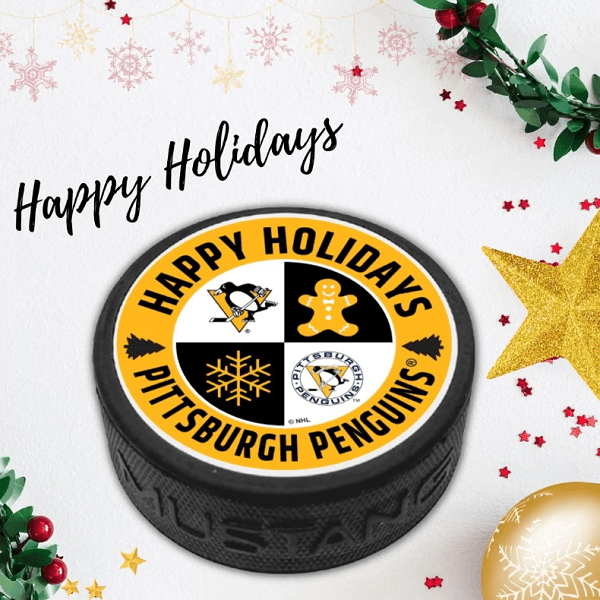 Pittsburgh Penguins Hockey Puck: Happy Holidays