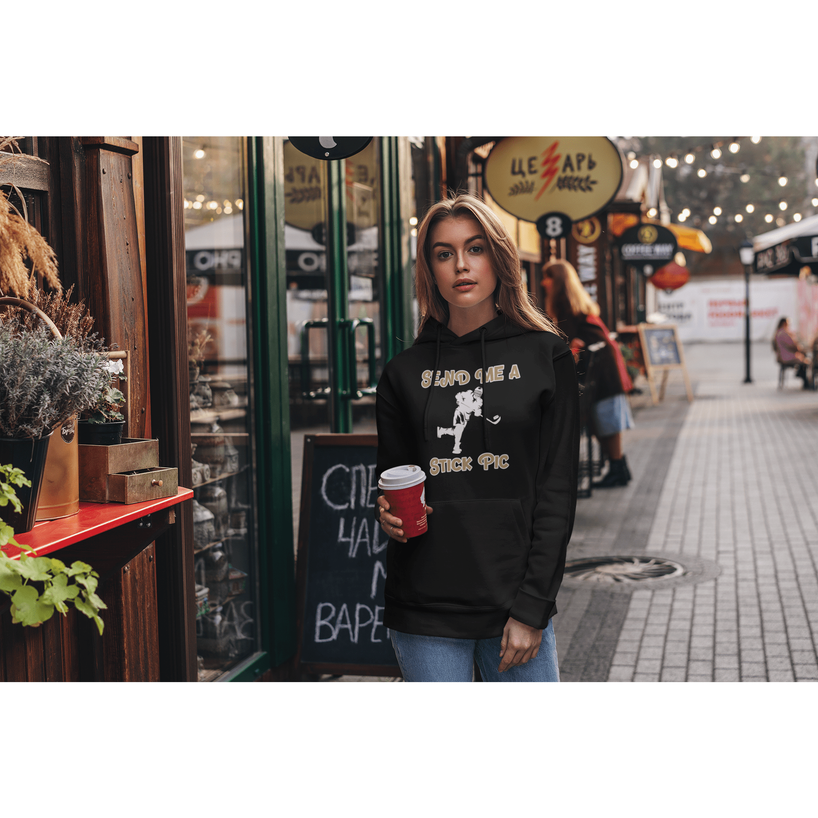 Hoodie "Send Me A Stick Pic" Unisex Hooded Sweatshirt