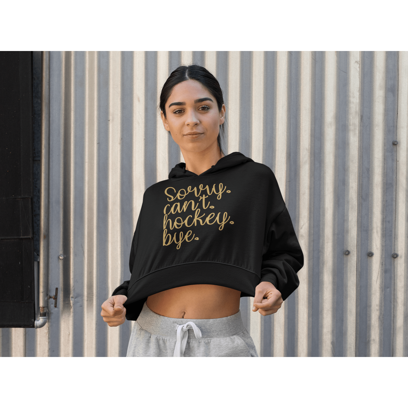 Hoodie Sorry. Can't Hockey. Bye. Women’s Cropped Hooded Sweatshirt