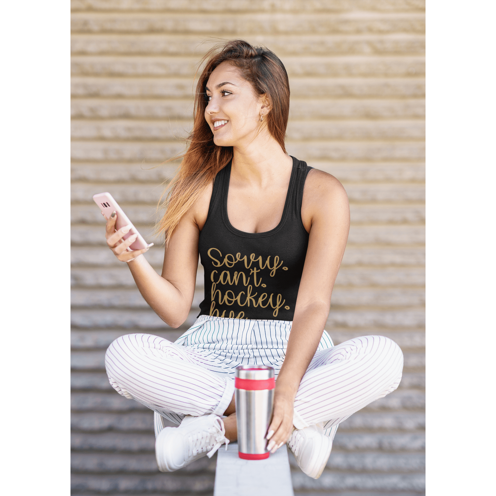 Tank Top "Sorry. Can't. Hockey. Bye." Women's Tri-Blend Racerback Tank