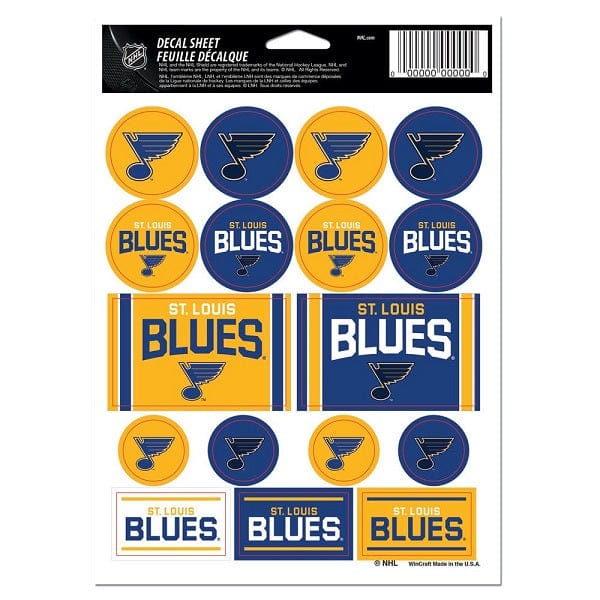 St. Louis Blues Vinyl Decal Multipurpose Sticker Sheet, 5x7 Inch