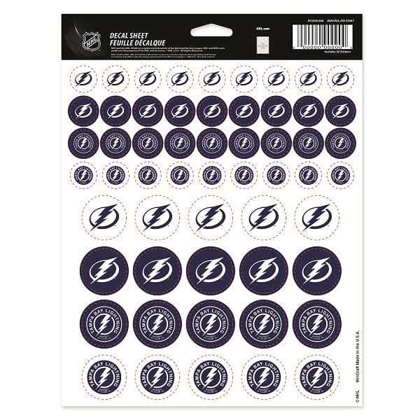 Tampa Bay Lightning Vinyl Sticker Sheet, 8.5x11 Inch