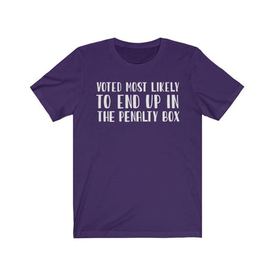 T-Shirt Team Purple / S "Voted Most Likely" Unisex Jersey Tee