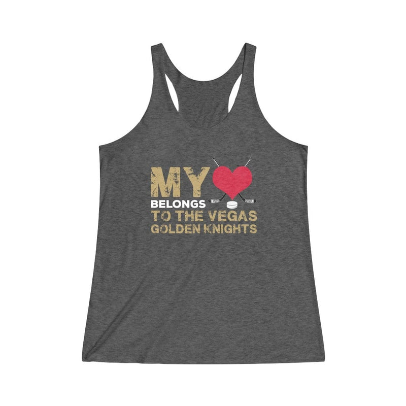 Tank Top "My Heart Belongs To The Vegas Golden Knights" Women's Tri-Blend Racerback Tank