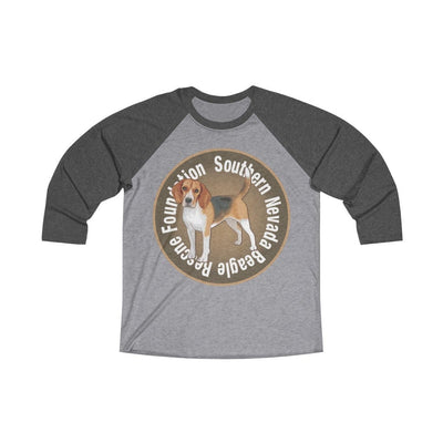 Long-sleeve Southern Nevada Beagle Rescue Foundation Unisex Fit Tri-Blend 3/4 Sleeve Raglan Tee