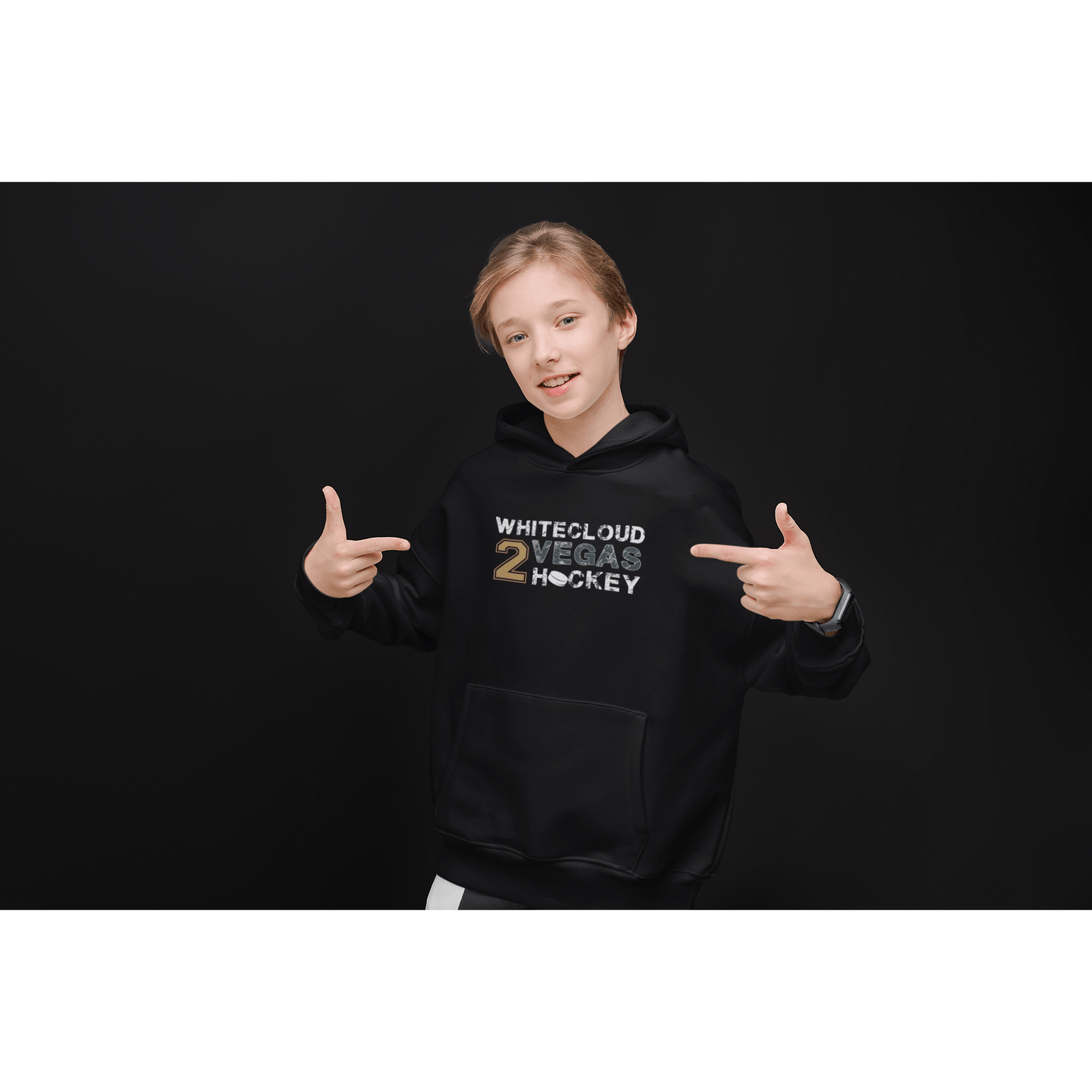 Kids clothes Whitecloud 2 Vegas Hockey Youth Hooded Sweatshirt