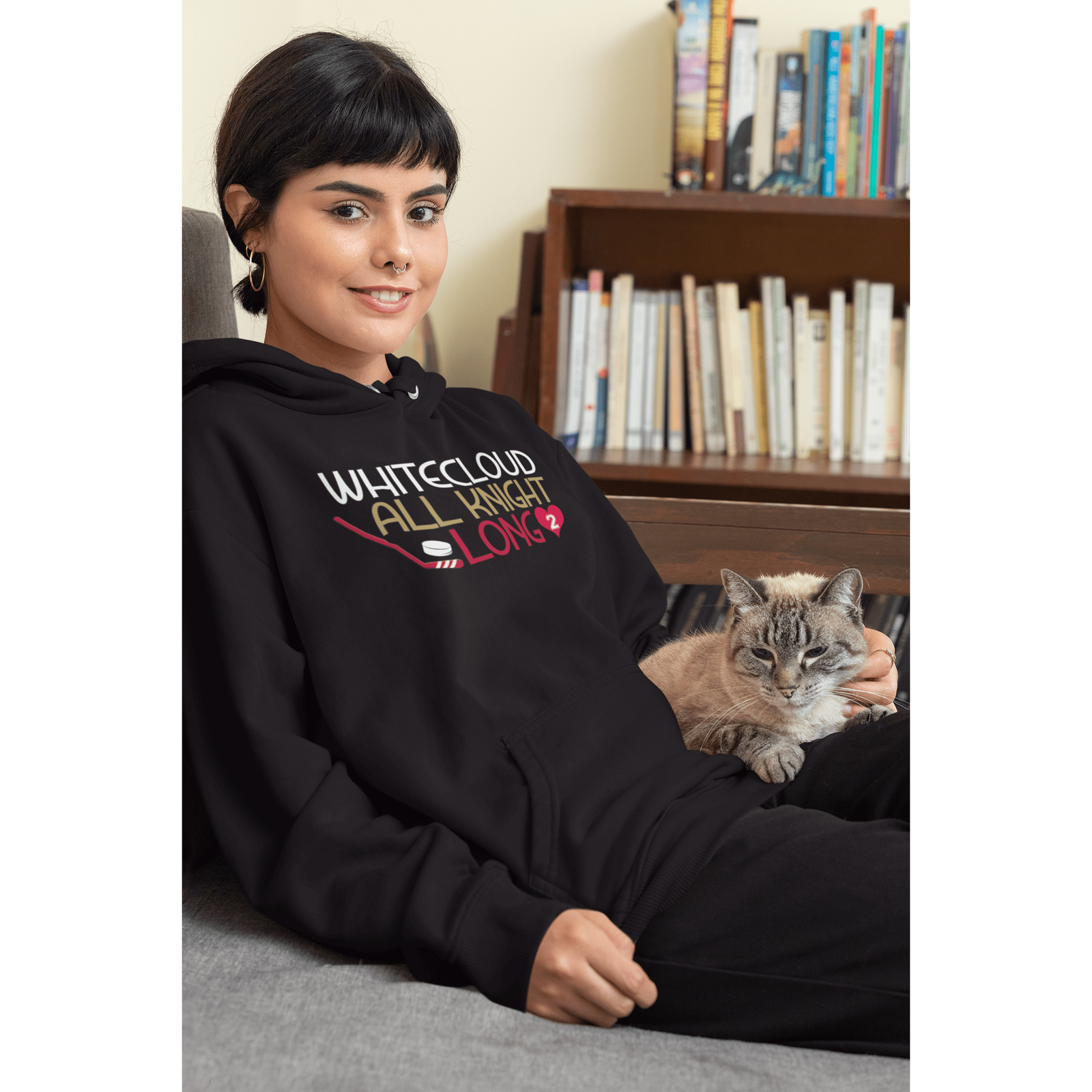 Hoodie Whitecloud All Knight Long Unisex Fit Hooded Sweatshirt