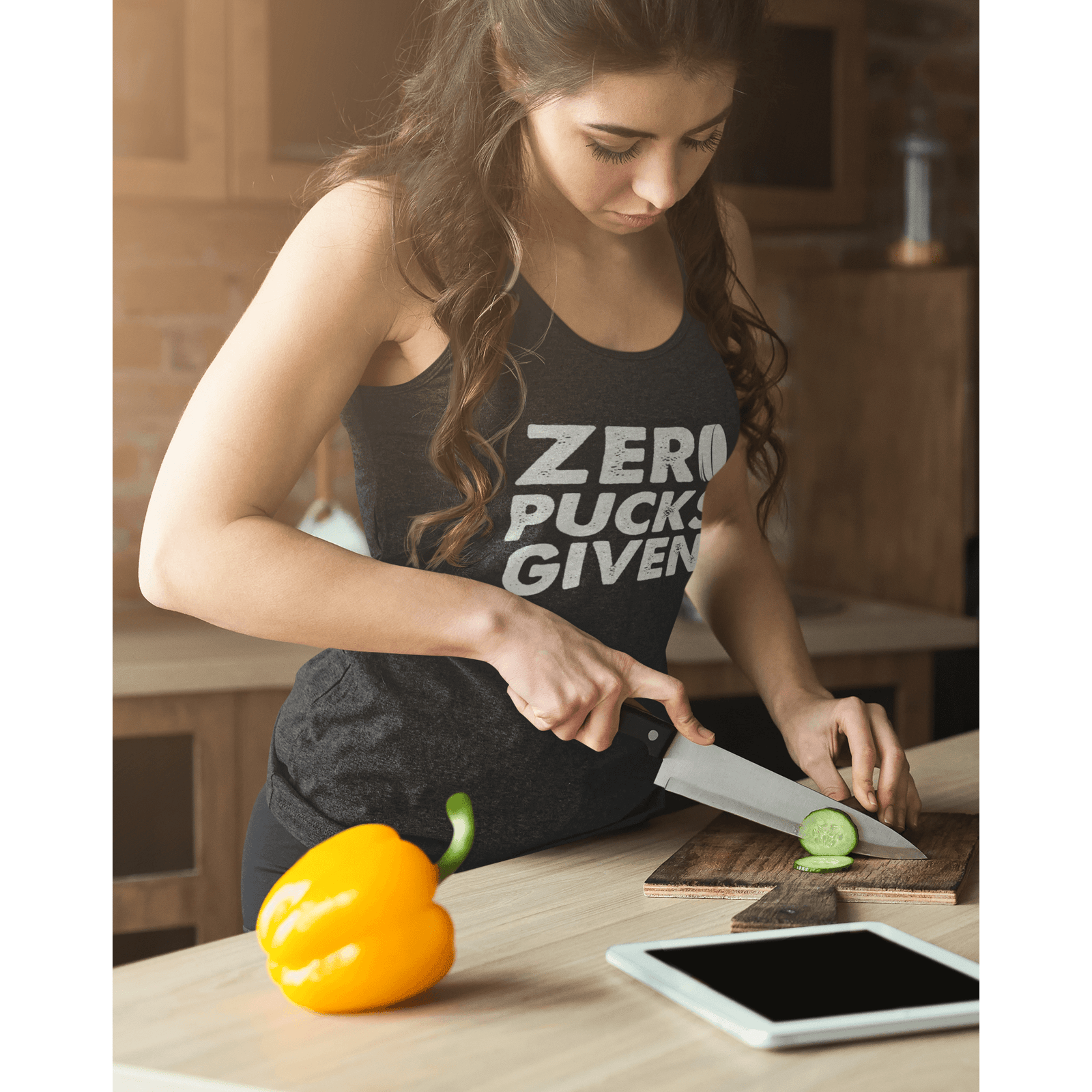 Tank Top "Zero Pucks Given" Women's Tri-Blend Racerback Tank